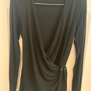 Black top with deep v neck